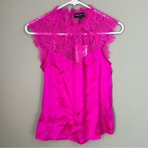 NWT $215  silk Generation‎ love ANNALISE COMBO TOP Size xxs hot pink women’s